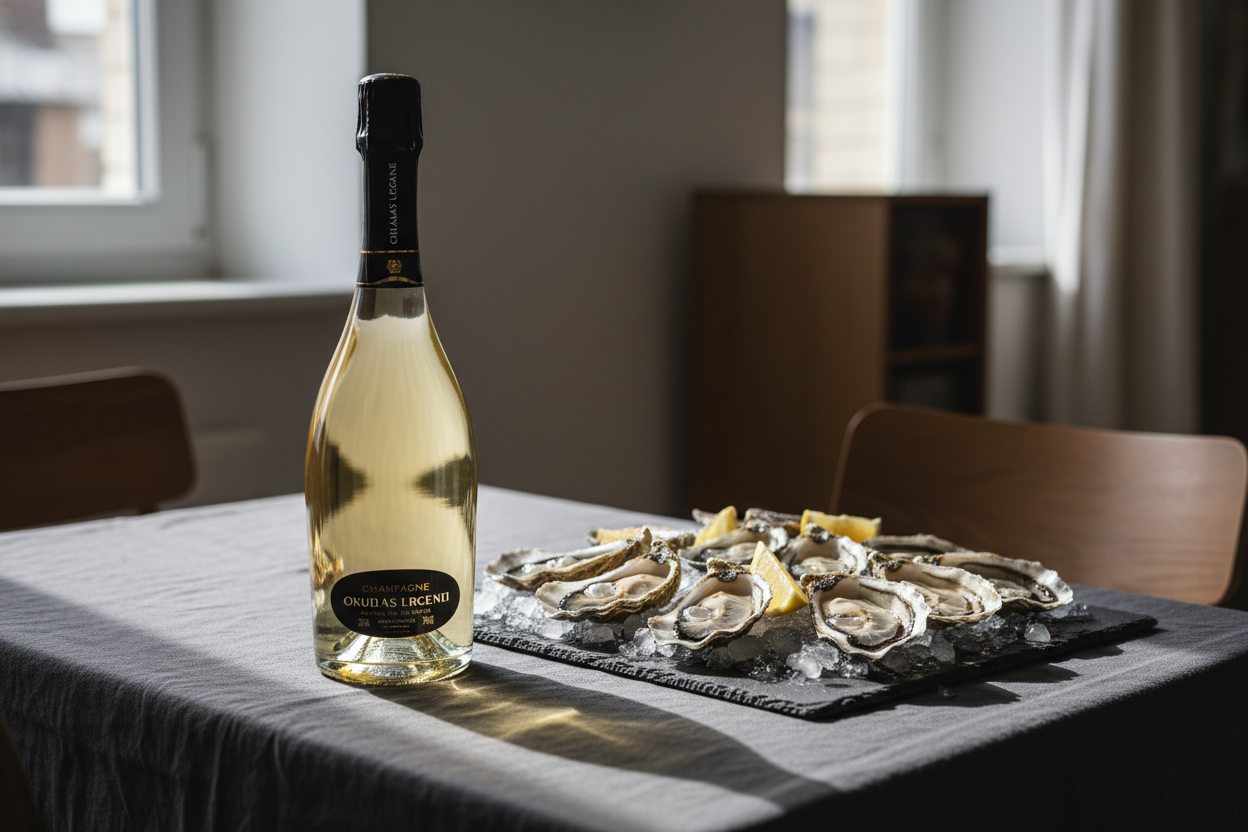 Ostras frescas — Charles Legend Blanc de Blancs Magnum