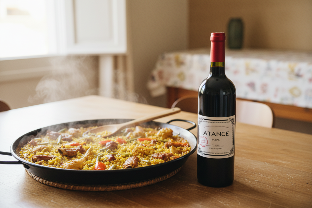 Paella de carne con Atance Bobal Ecológico