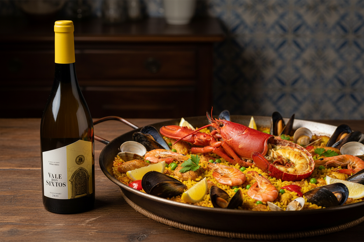 Paella de marisco con Vale Dos Santos