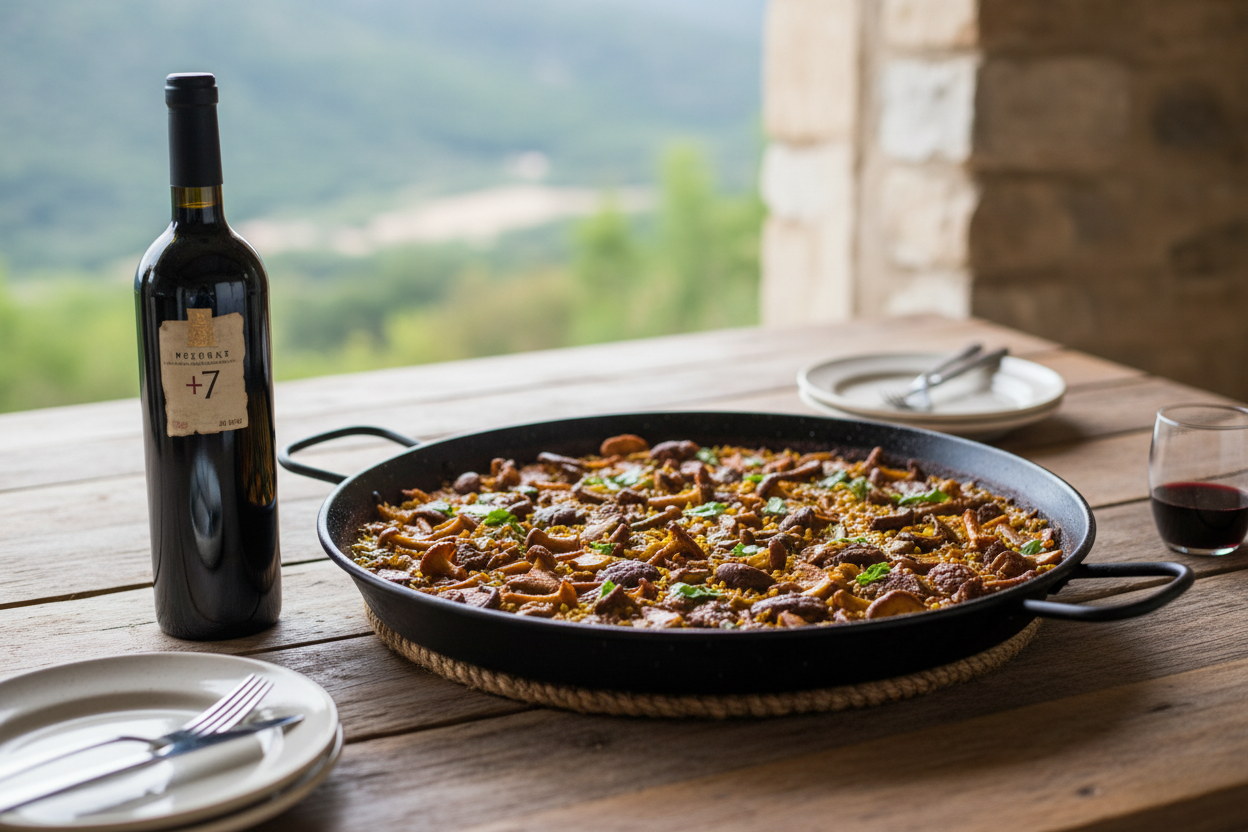 Paella de montaña con setas