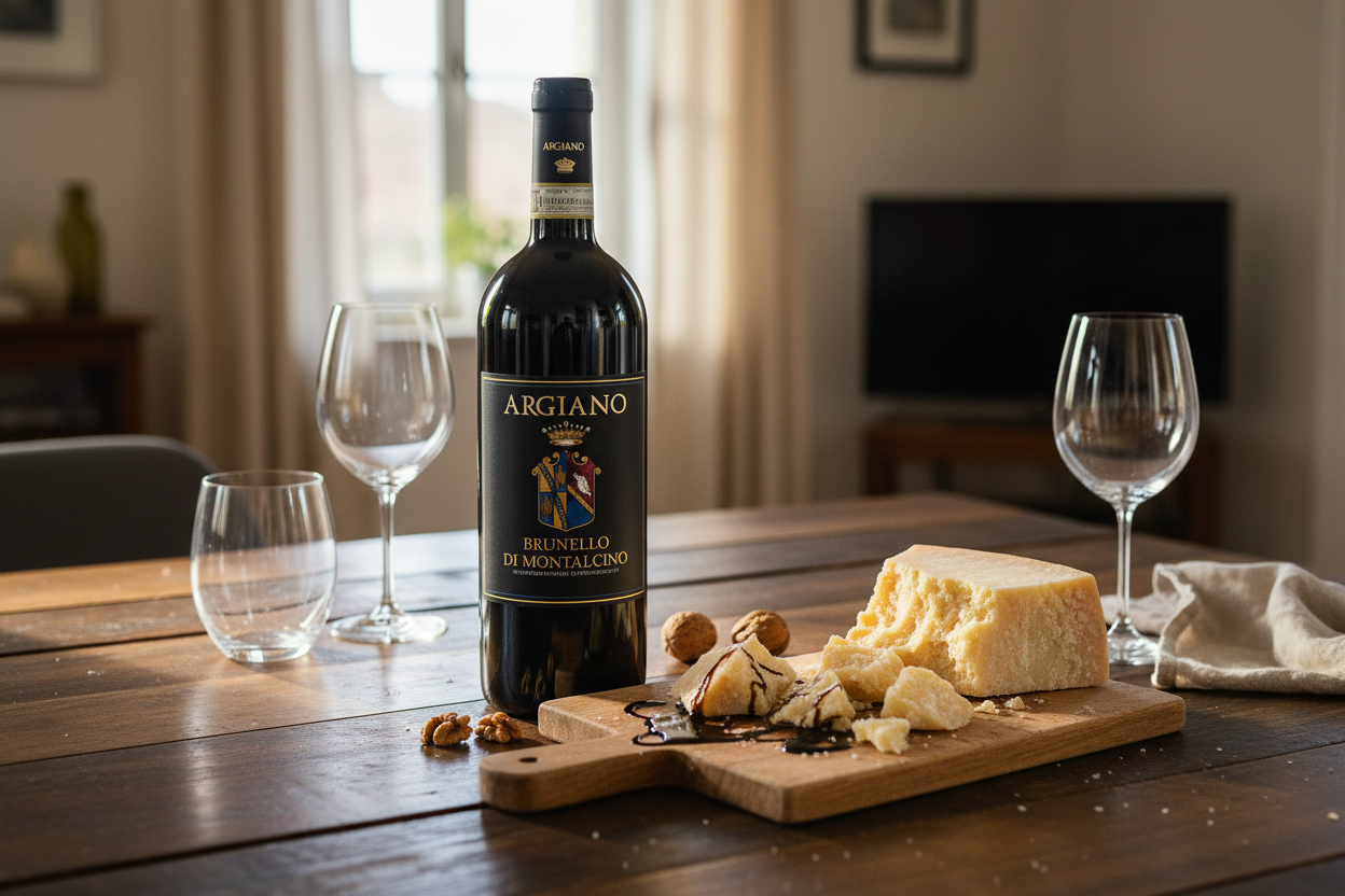 Parmigiano Stravecchio con Brunello Doble Magnum