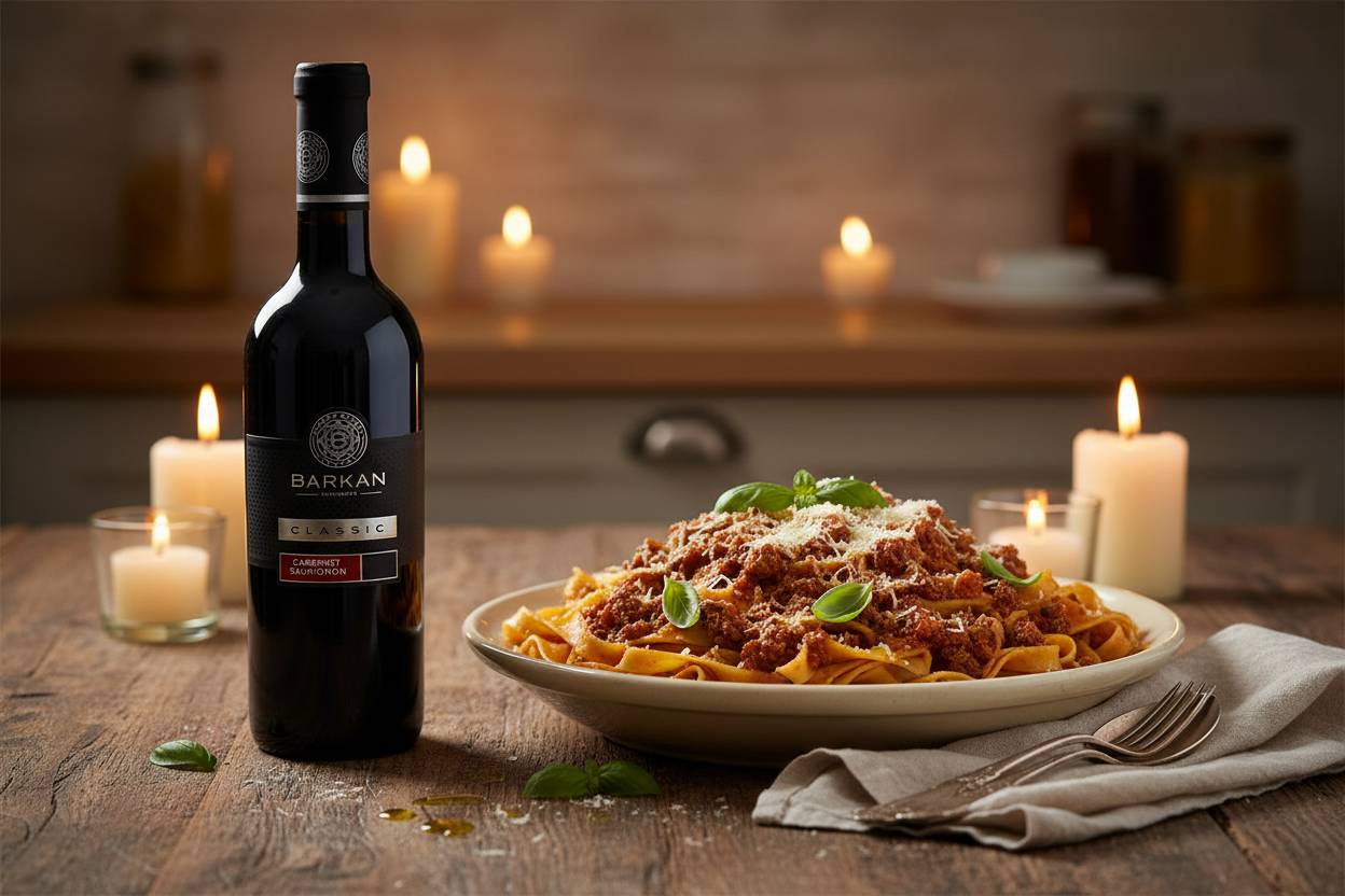 Pasta boloñesa con Barkan Cabernet