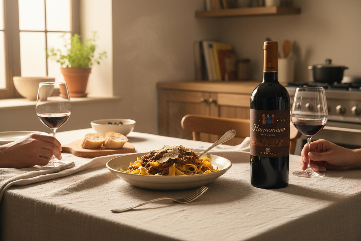Pasta con ragú de caza o trufa