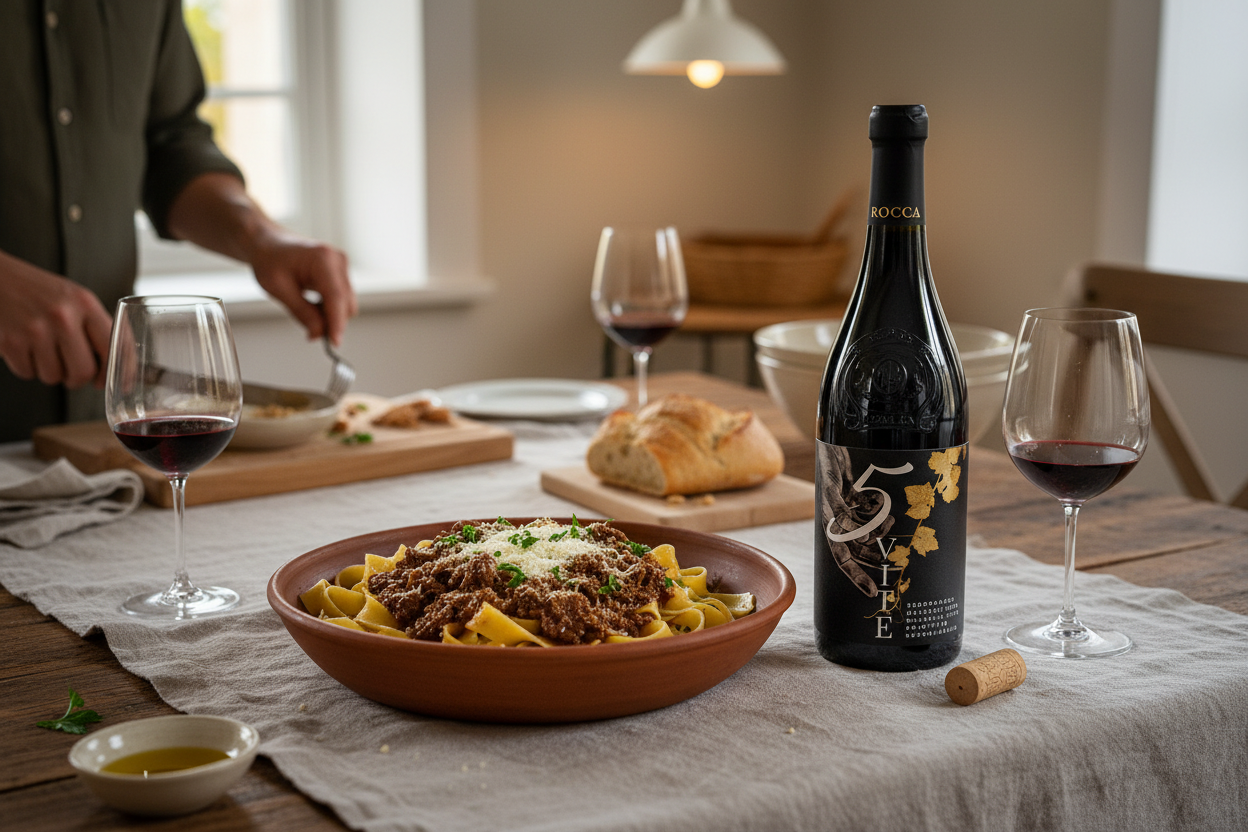 Pasta con ragú denso