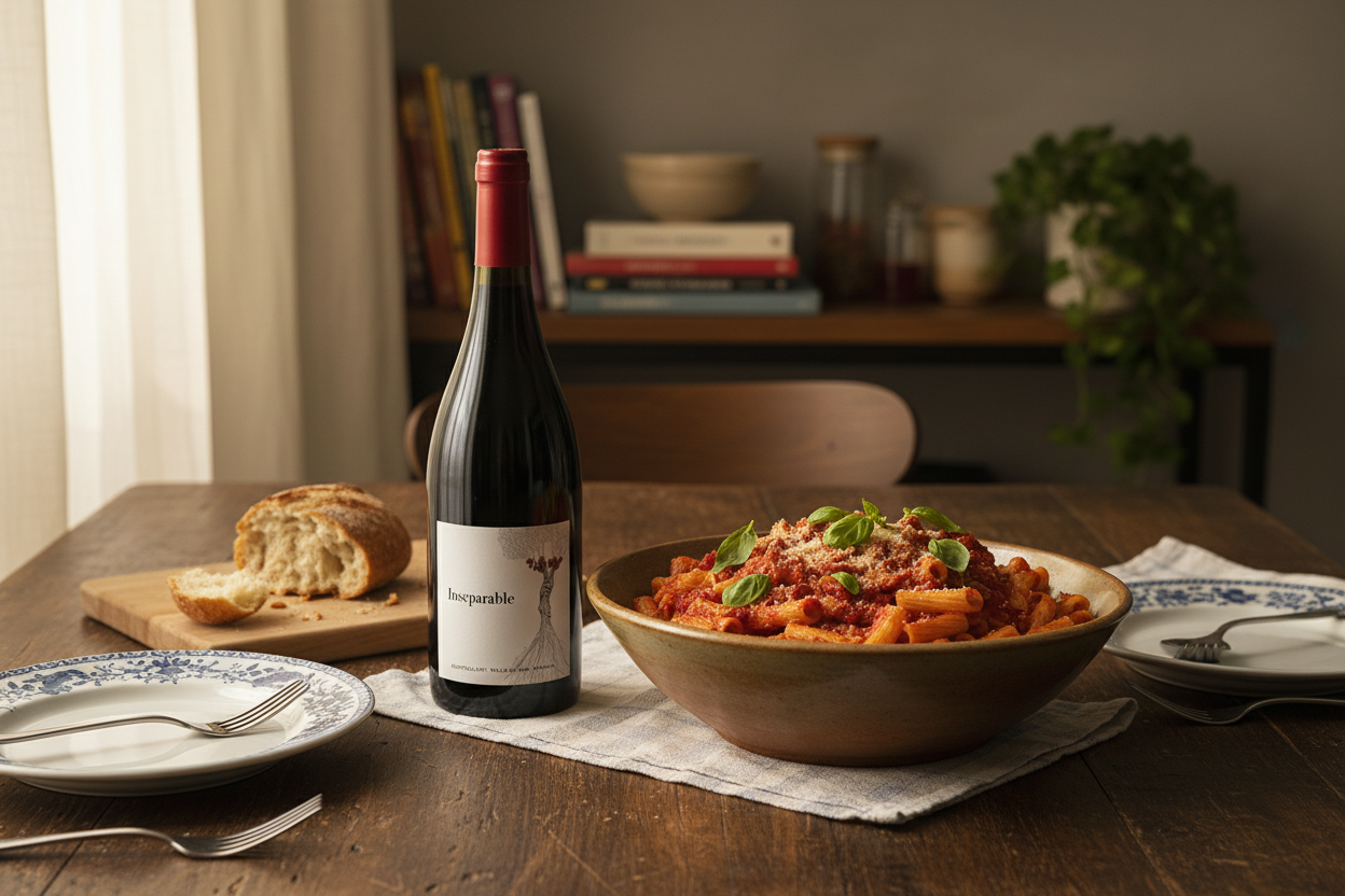 Pasta con salsa roja