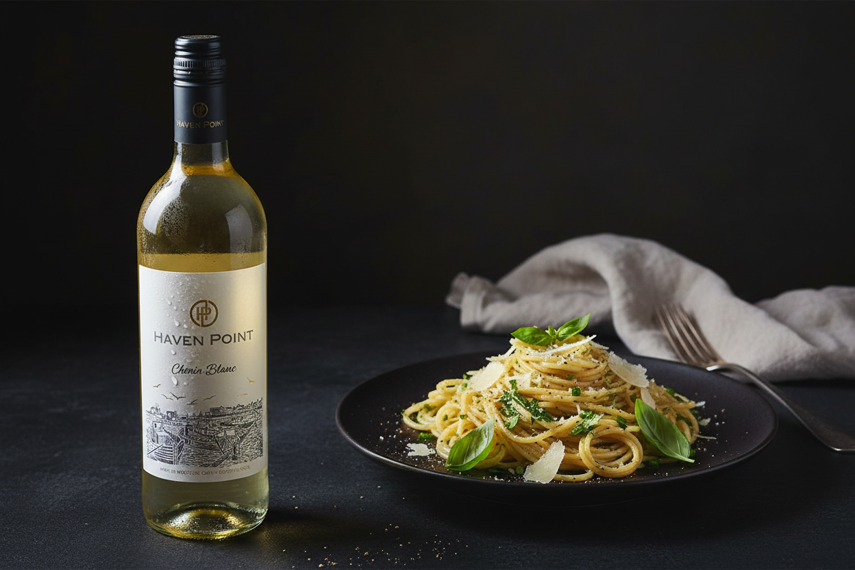 Pasta ligera con Haven Point Chenin Blanc