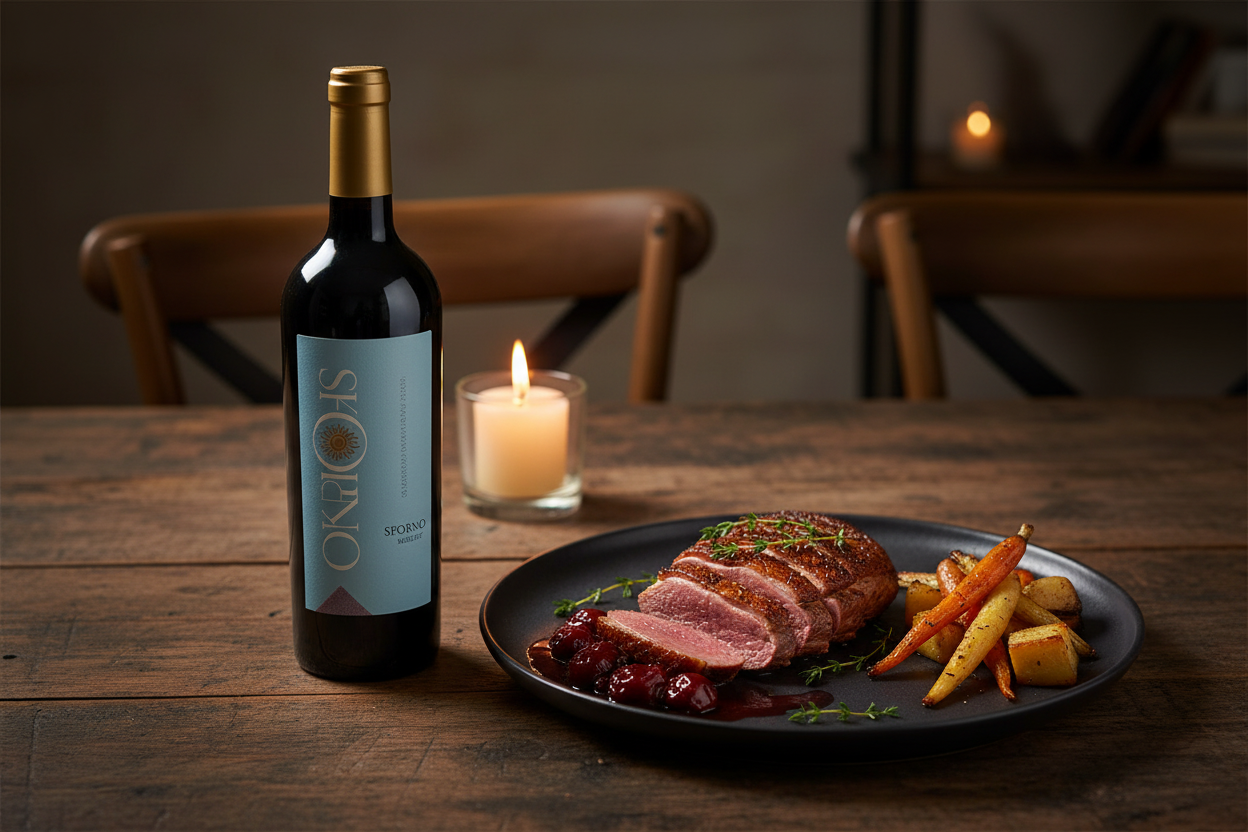 Pechuga de pato con Sforno Merlot