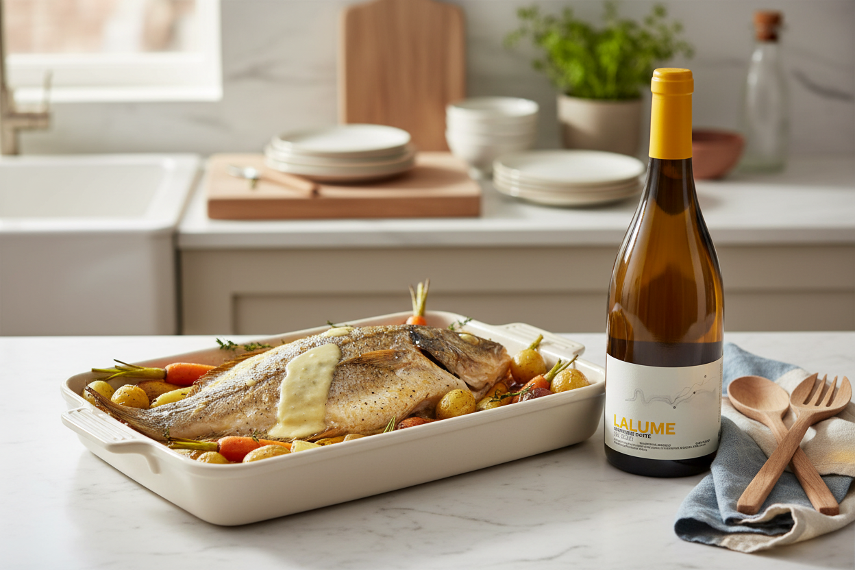 Pescado al horno con salsa emulsionada