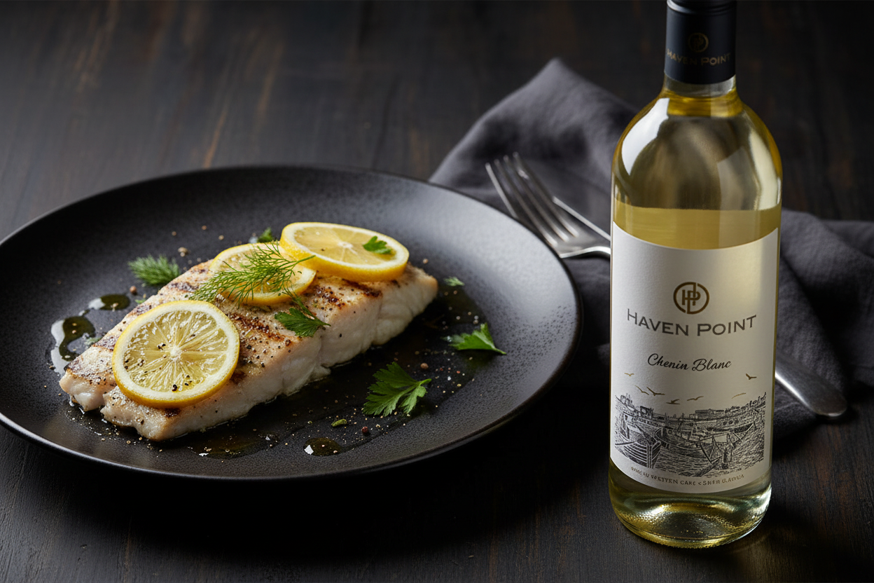 Pescado blanco con Haven Point Chenin Blanc