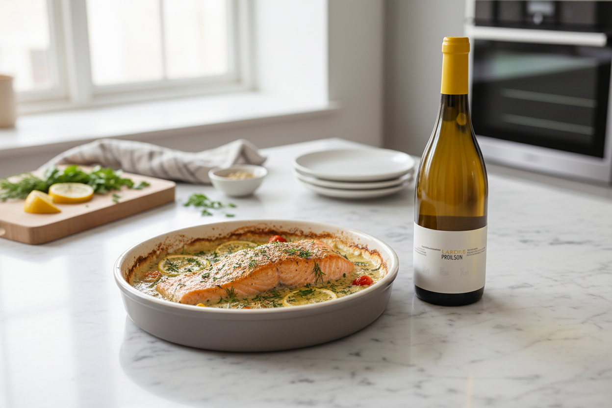 Pescado graso al horno en salsa