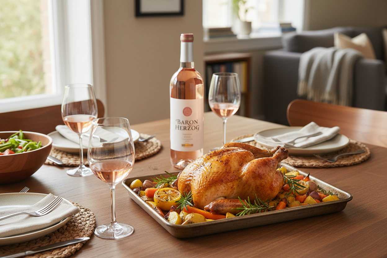Pollo asado con Baron Herzog Rosé
