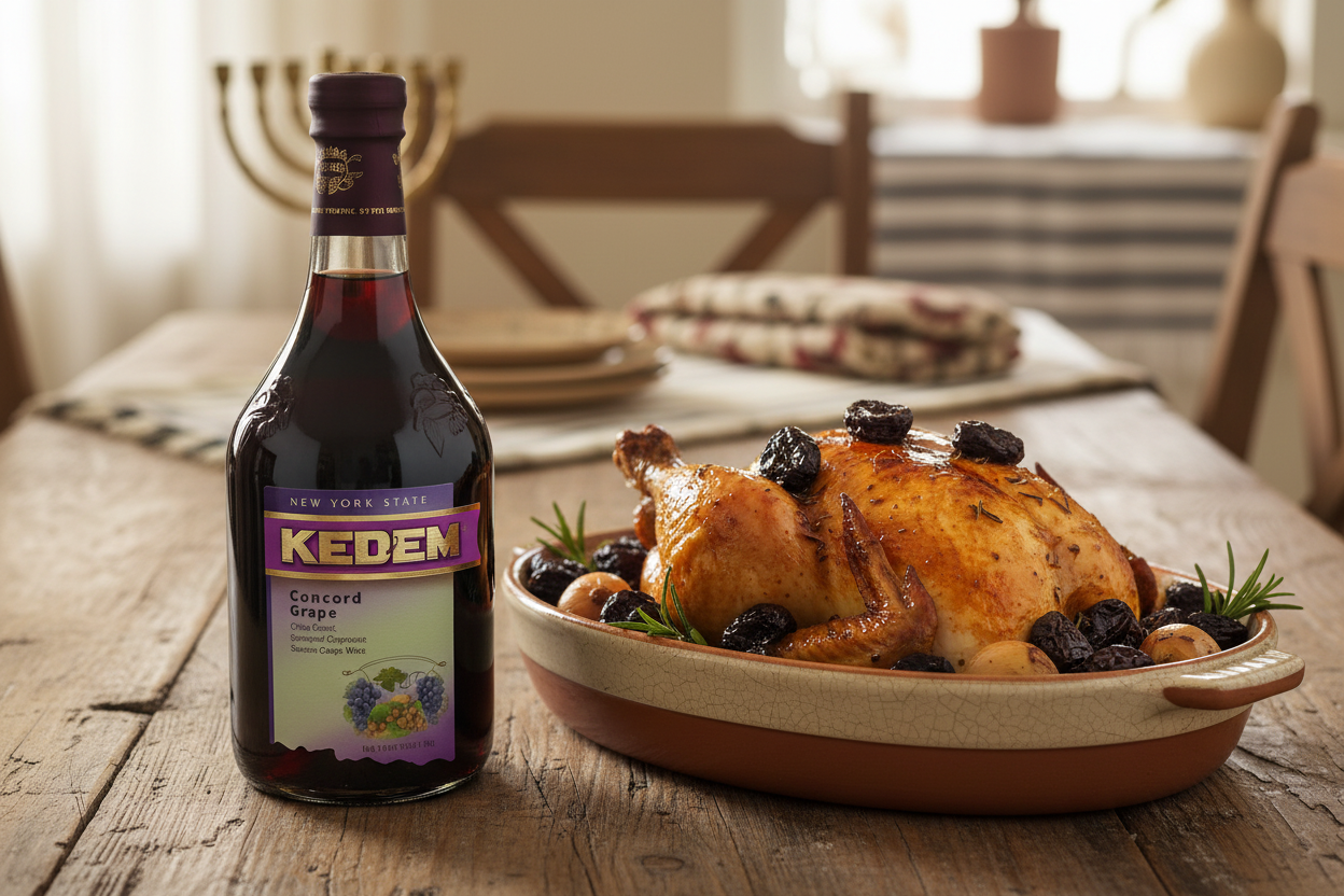 Pollo asado con ciruelas — Kedem Concord Grape 1.5L