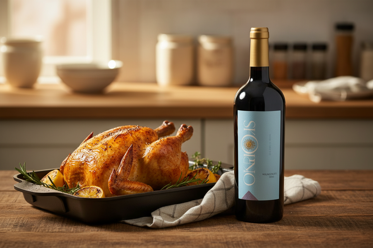 Pollo asado con Sforno Merlot