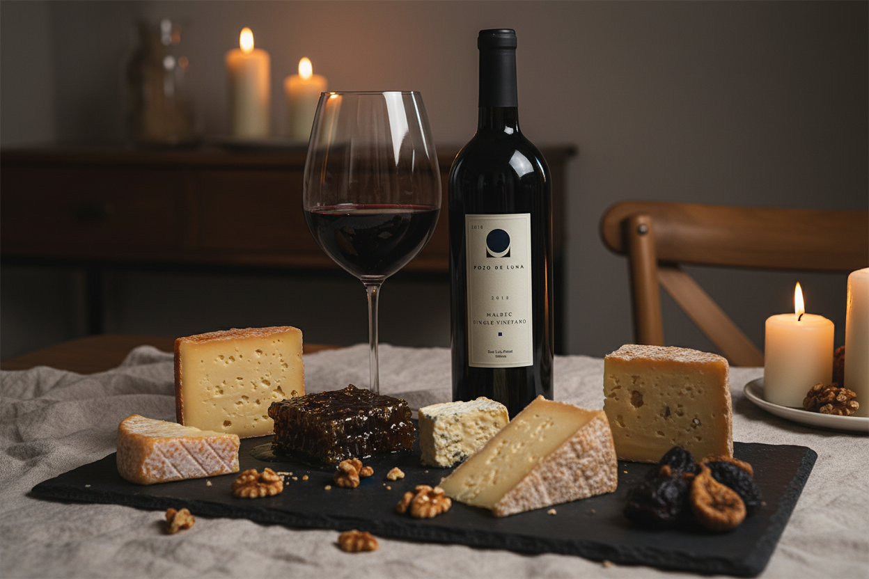 Quesos con Pozo de Luna Malbec
