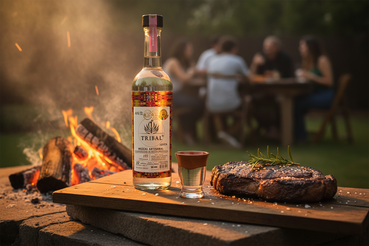 Rib-eye a las brasas con Mezcal Tribal Ensamble