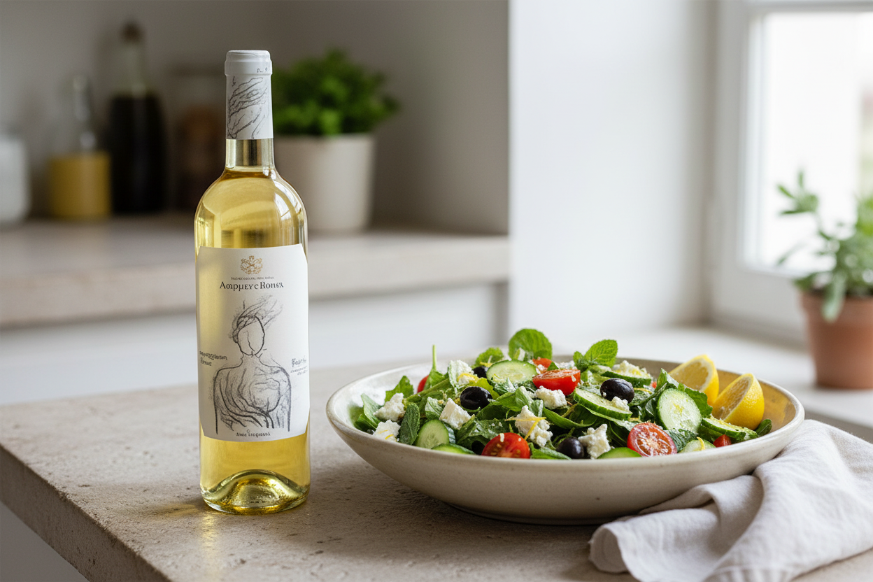 Riscal Sauvignon Blanc Orgánico Ensalada Mediterránea
