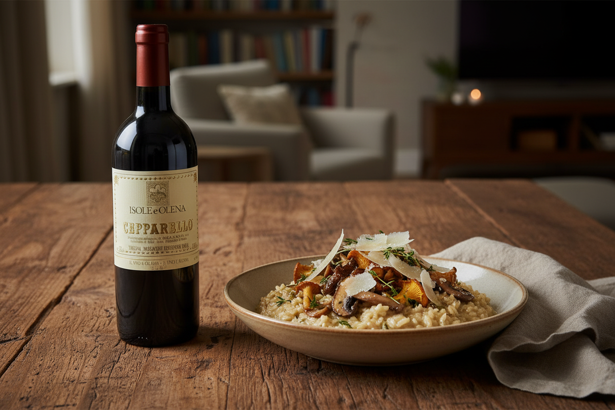 Risotto con hongos con Cepparello 2021