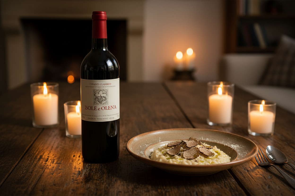 Risotto con trufa con Chianti Magnum