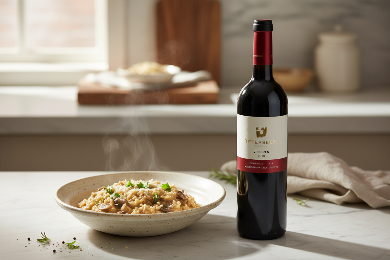 Risotto de champiñones — Teperberg Vision Merlot