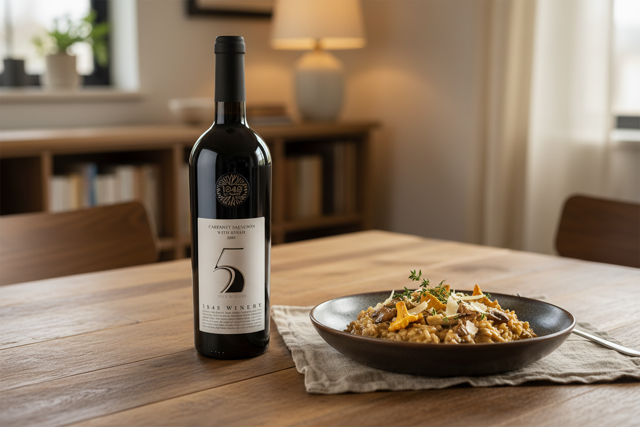 Risotto de hongos silvestres con 1848 Cabernet Franc