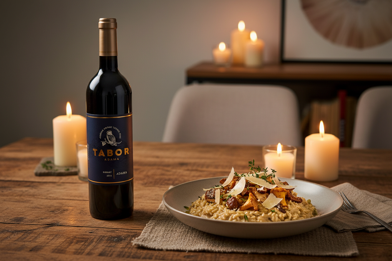 Risotto de setas con Tabor Adama Merlot