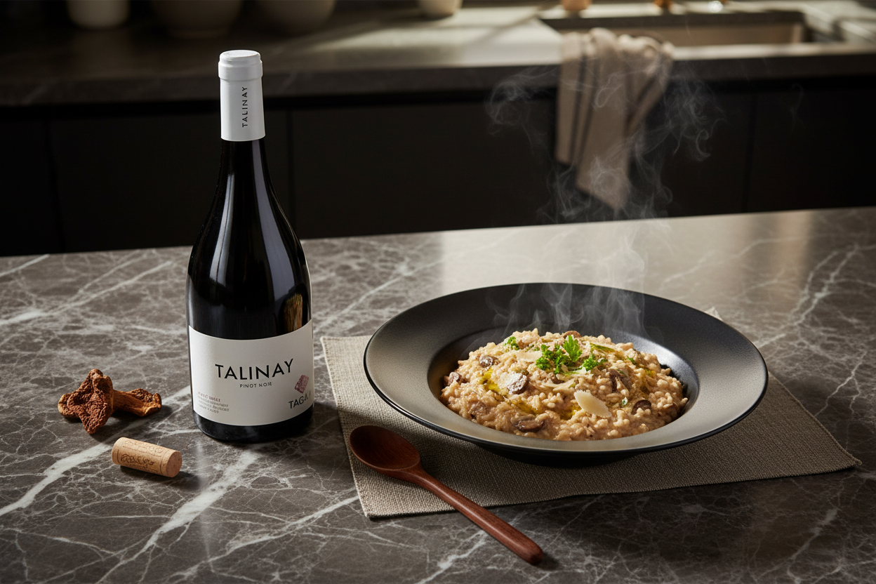 Risotto de setas silvestres — Talinay PAI Pinot Noir 2020