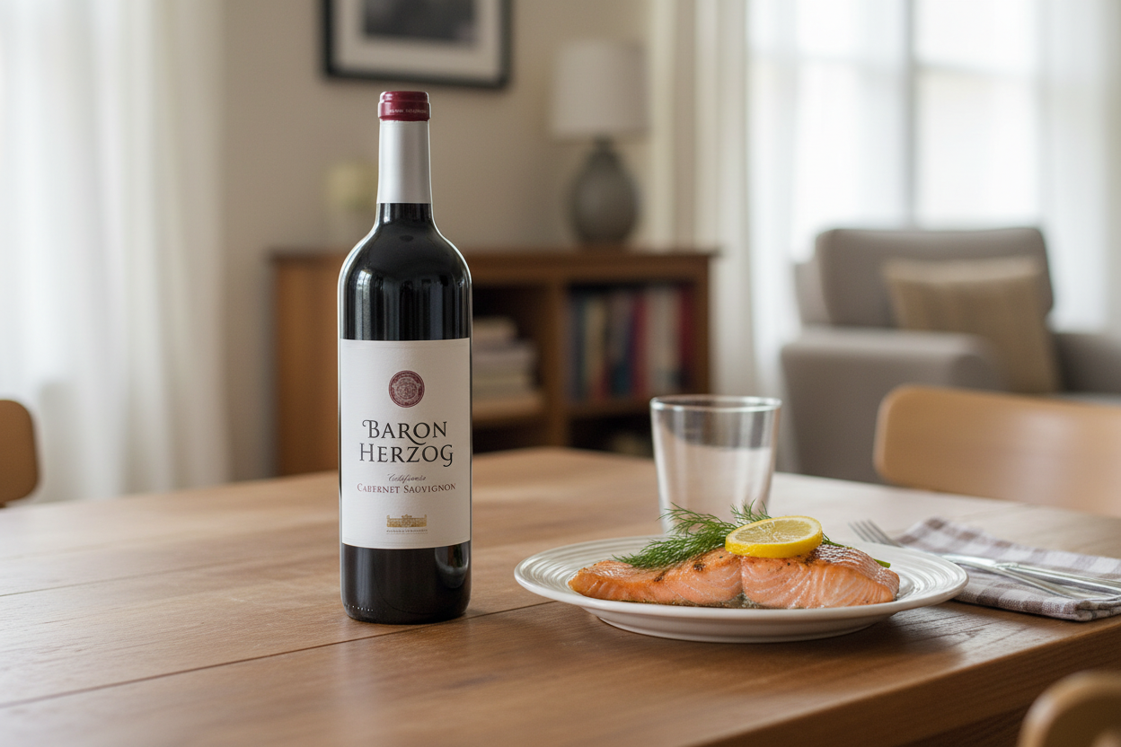 Salmón a la plancha con Baron Herzog Merlot