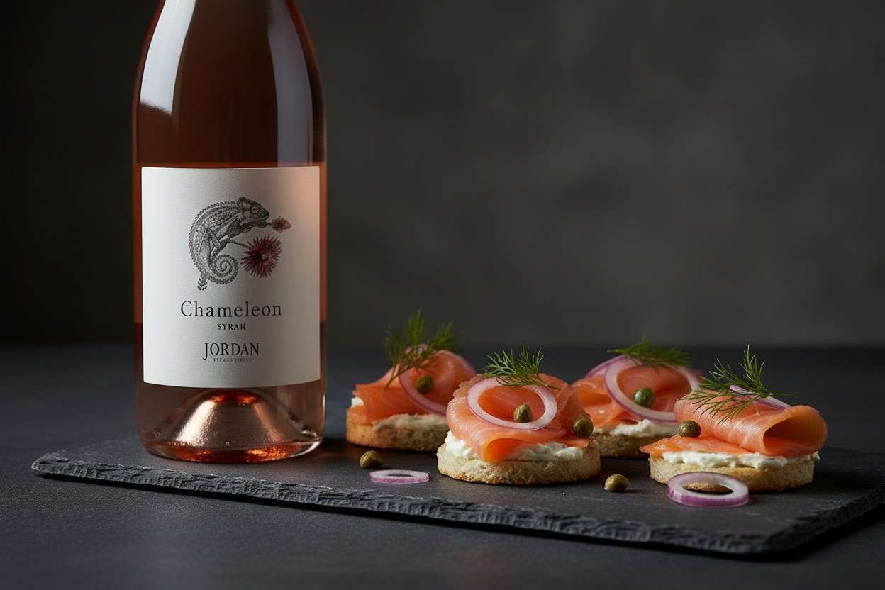 Salmón ahumado con Chameleon Rosé
