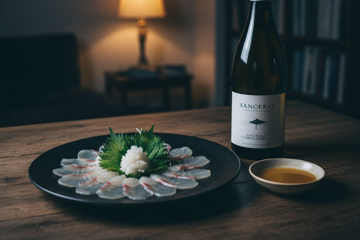 Sashimi de pescado blanco con Sancerre 2023