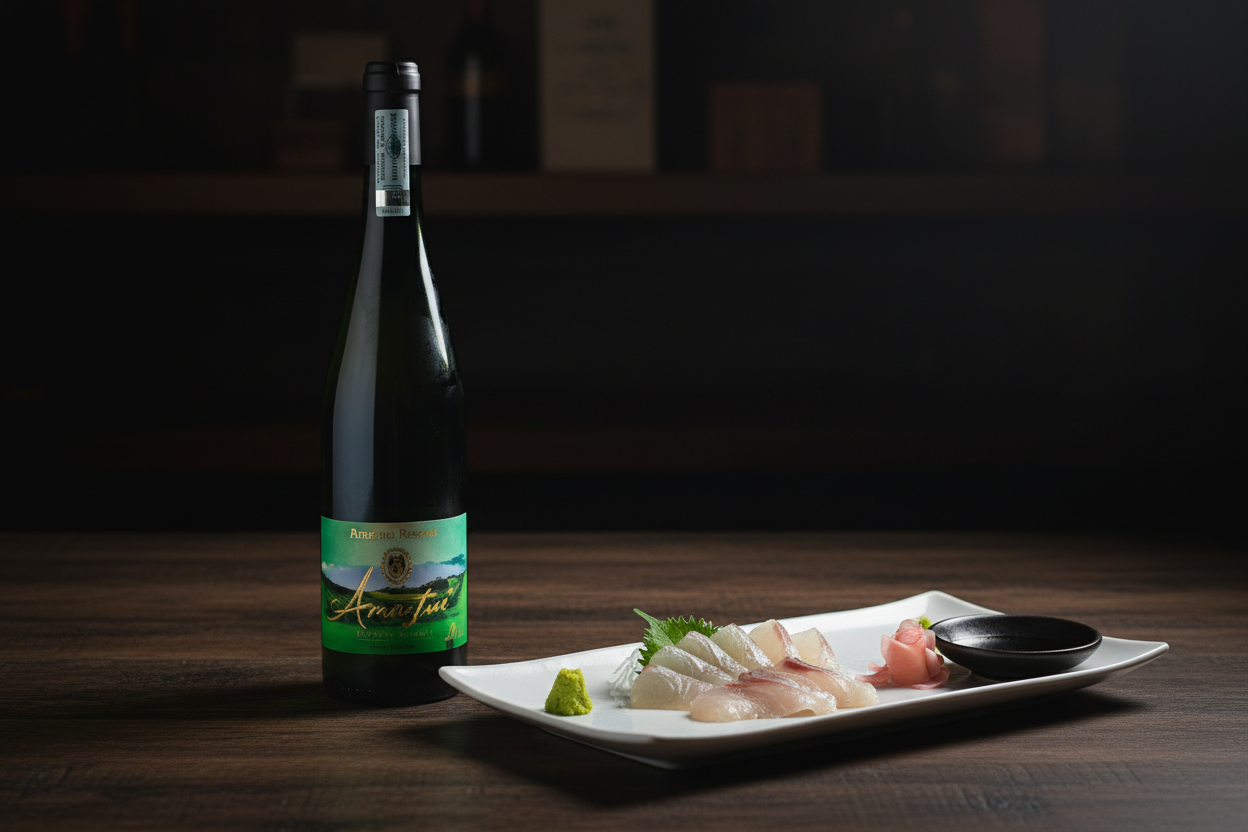 Sashimi de pescado blanco con Txakoli