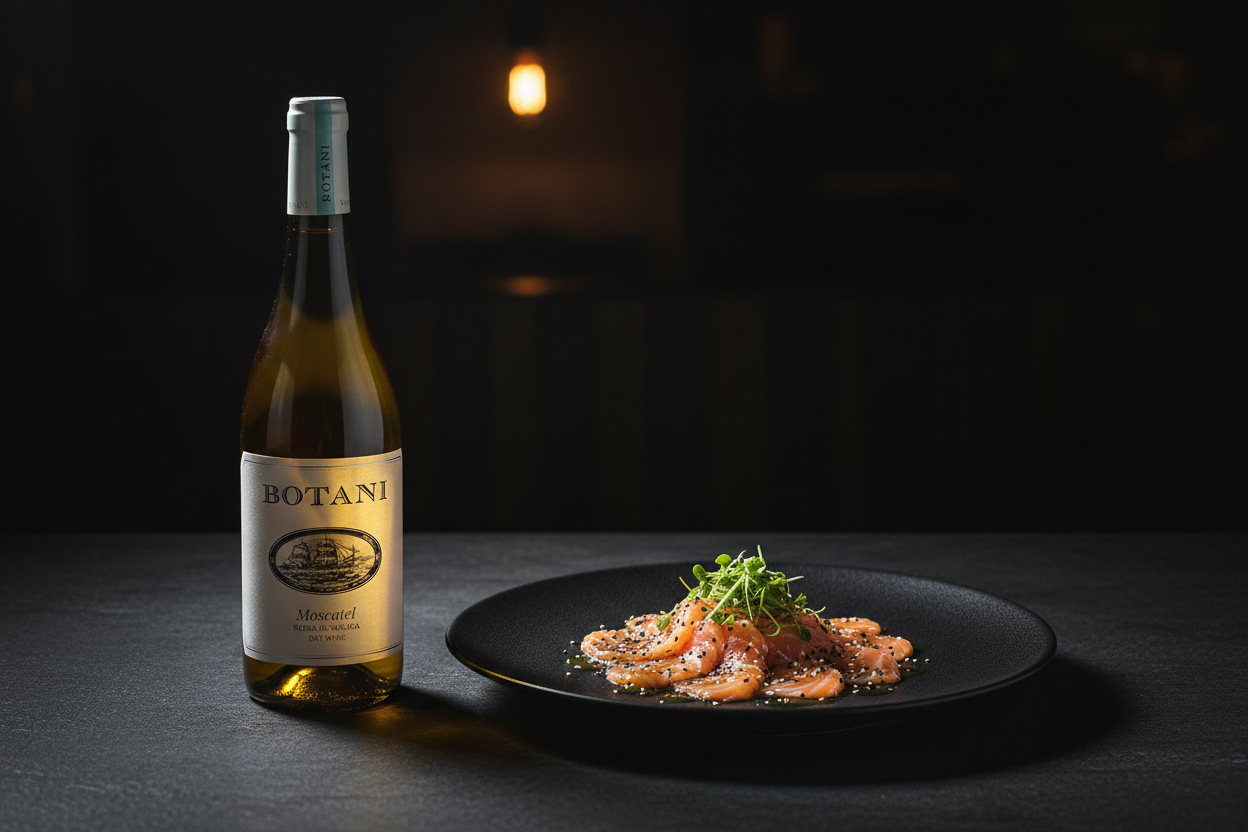 Sashimi de salmón con Botani Moscatel