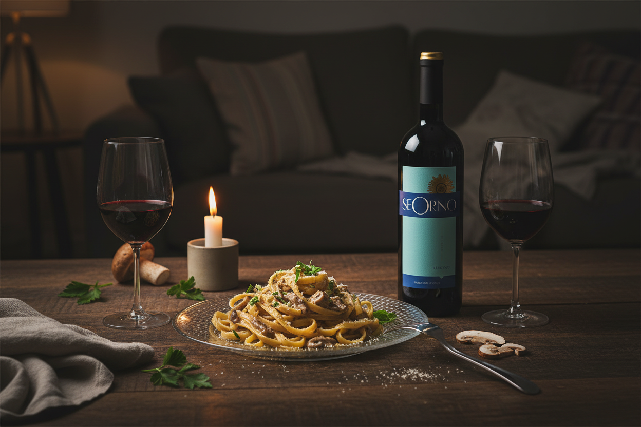Sforno Malbec Syrah con Pasta de Hongos