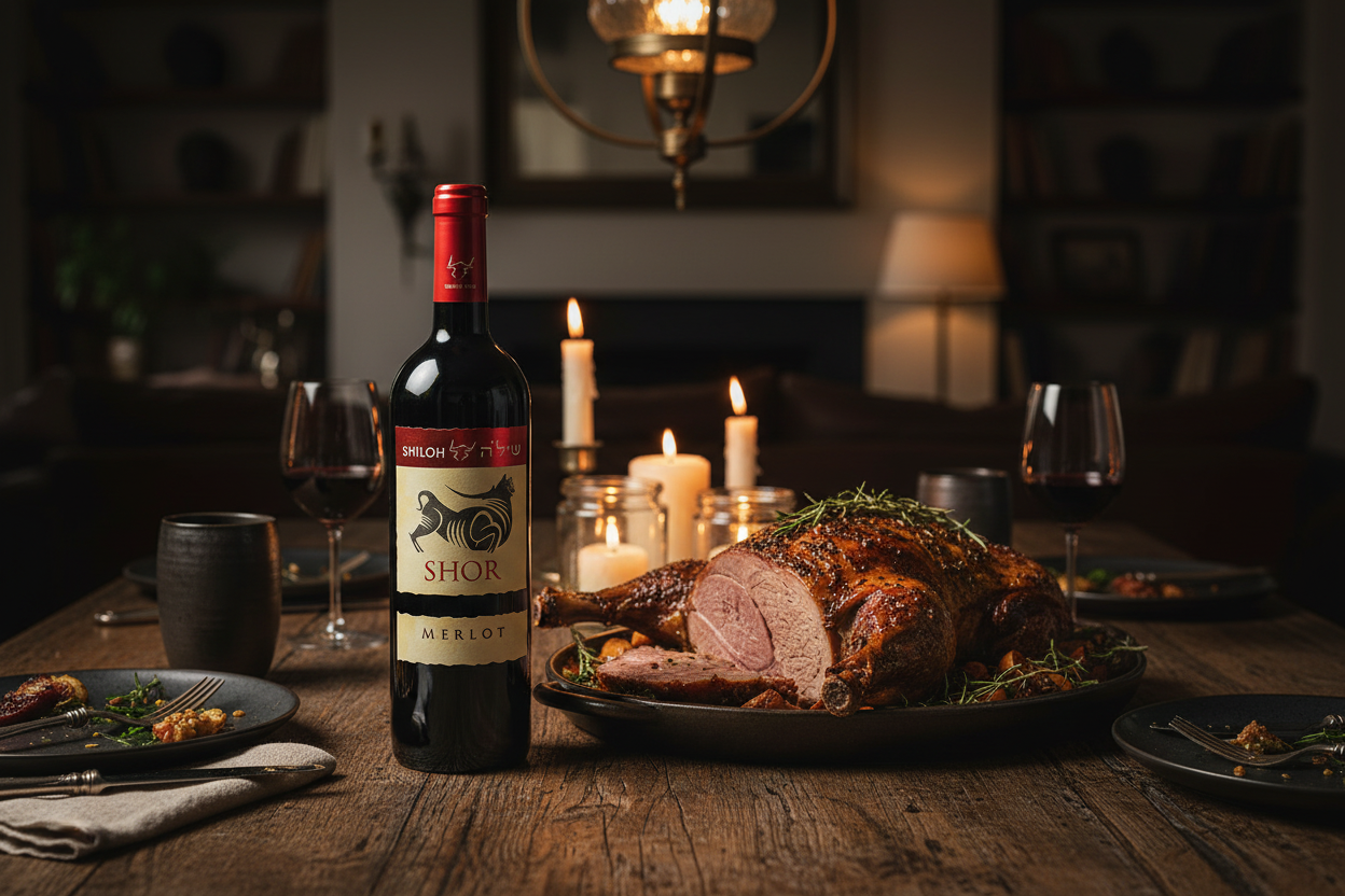 Shiloh Merlot con Cordero Asado