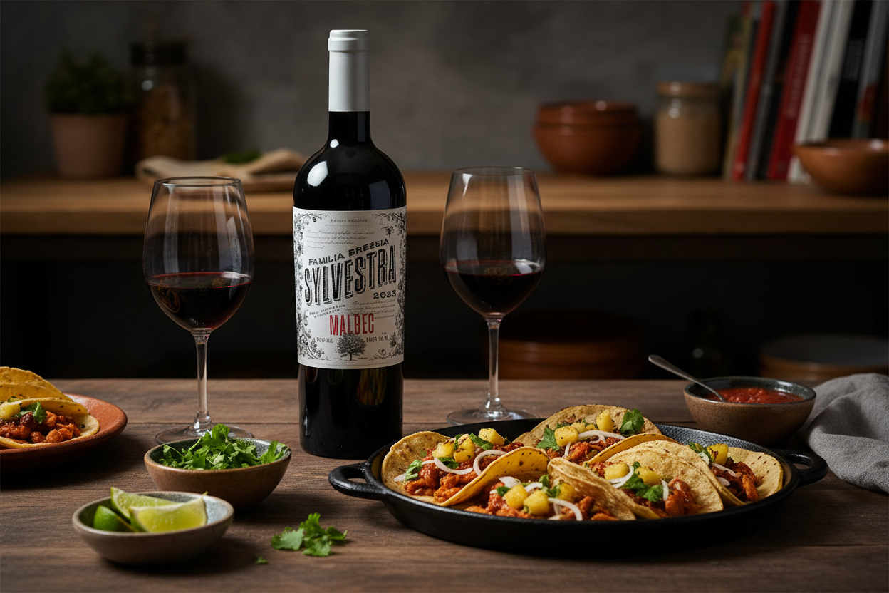 Sylvestra Malbec con Tacos al Pastor