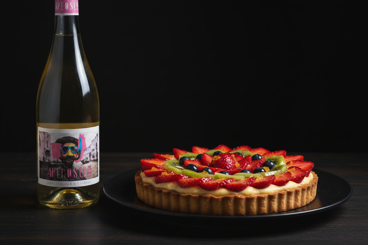 Tarta de fruta con espumoso