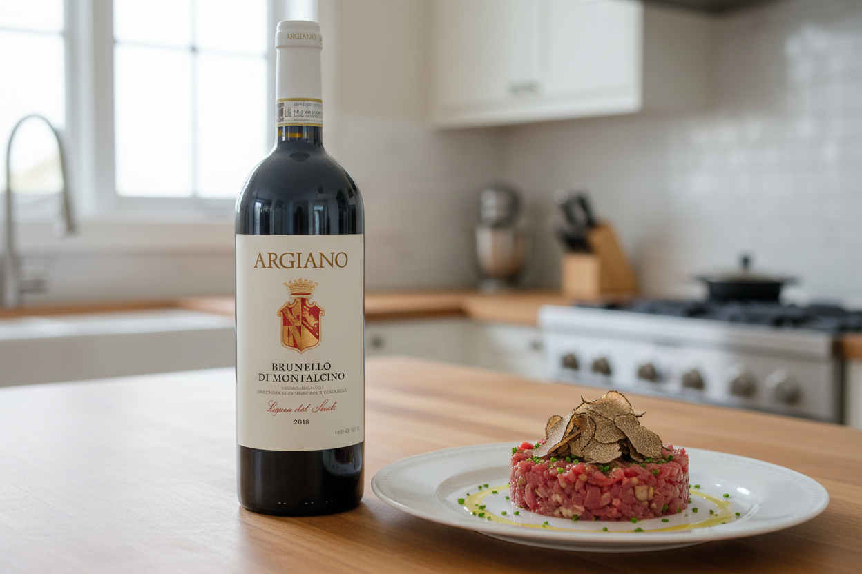 Tartar con trufa con Vigna del Suolo Magnum