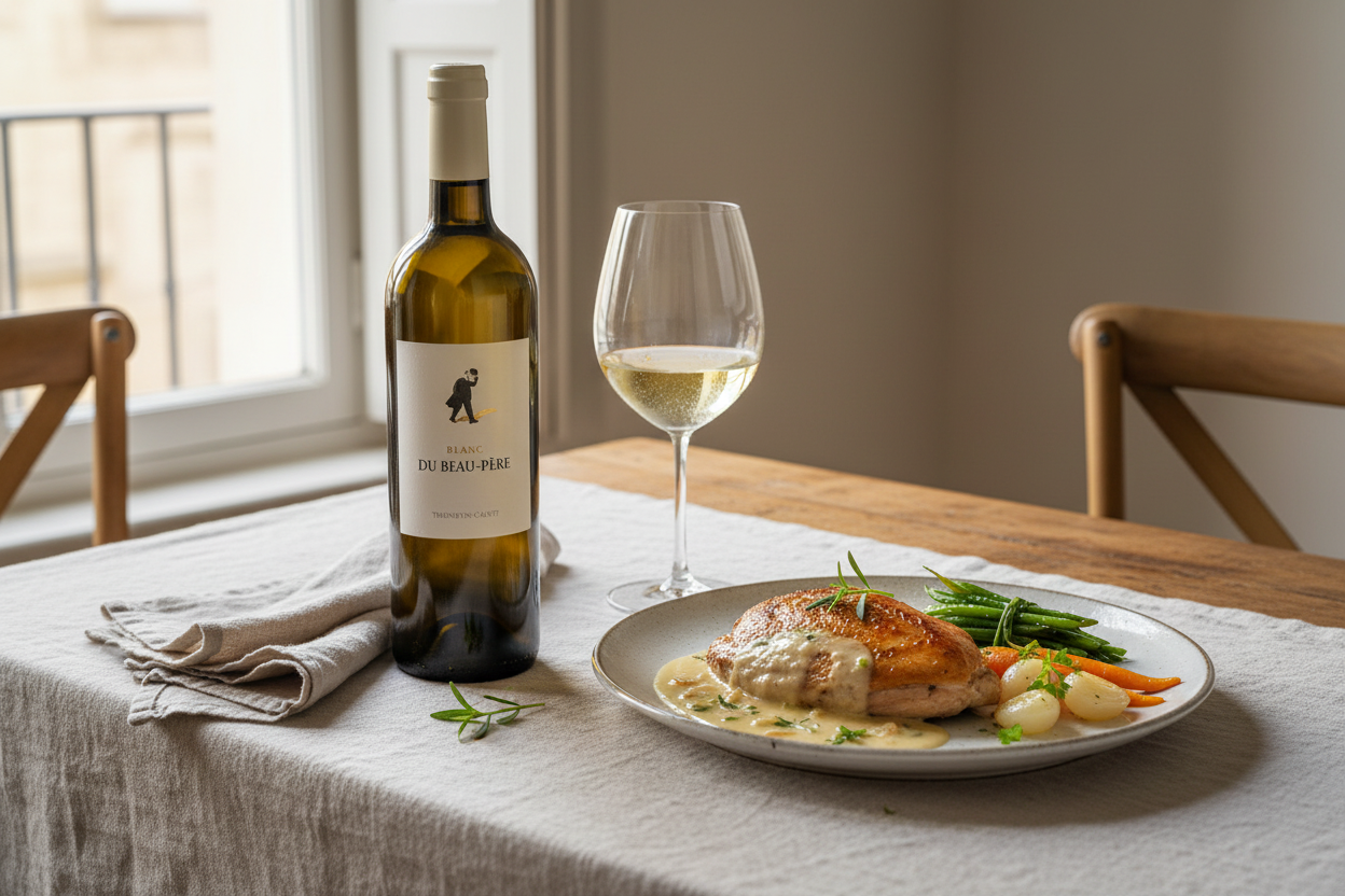 Thunevin Blanc du Beau-Père 2021 Burdeos Francia - Aves en Salsas Ligeras de Crema