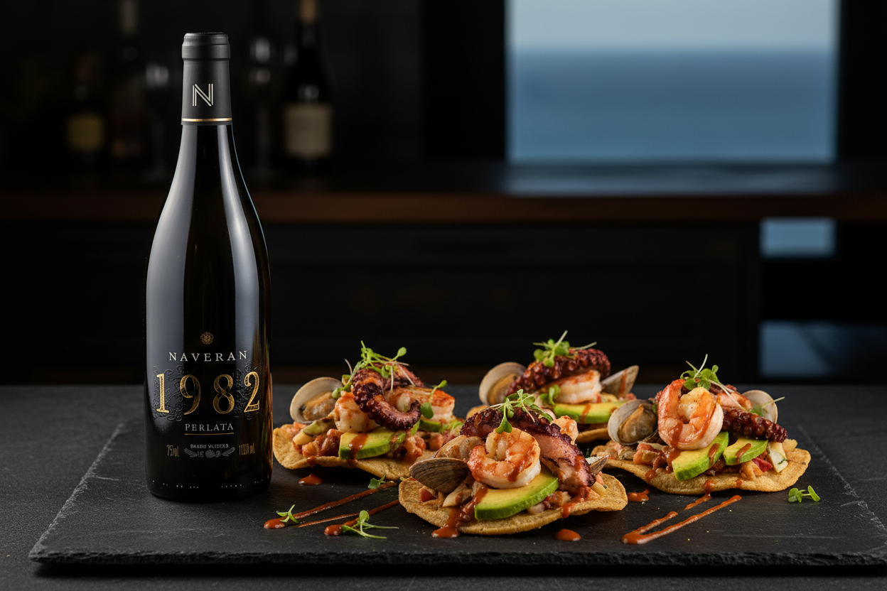 Tostadas de mariscos con Xarel-lo Naveran