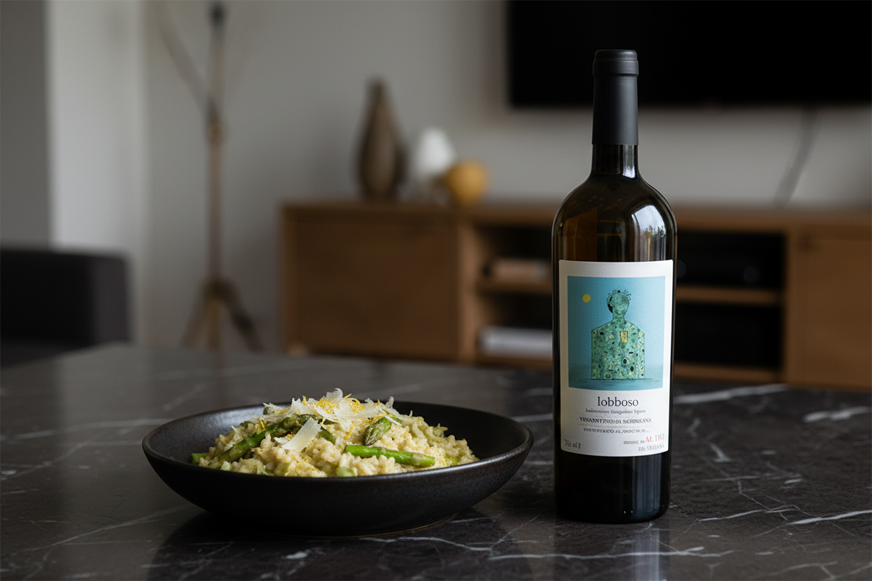 Trebbiano 2024 con risotto de espárragos