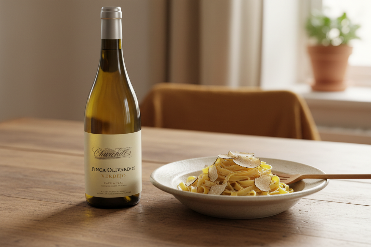 Trufa blanca con Finca Calvestra Merseguera 2022