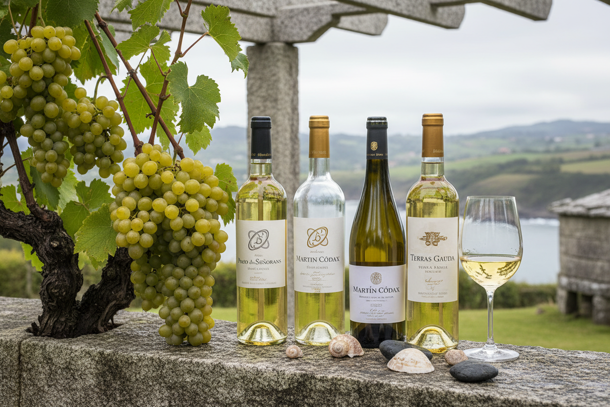Uva albariño con ejemplos de vinos 
