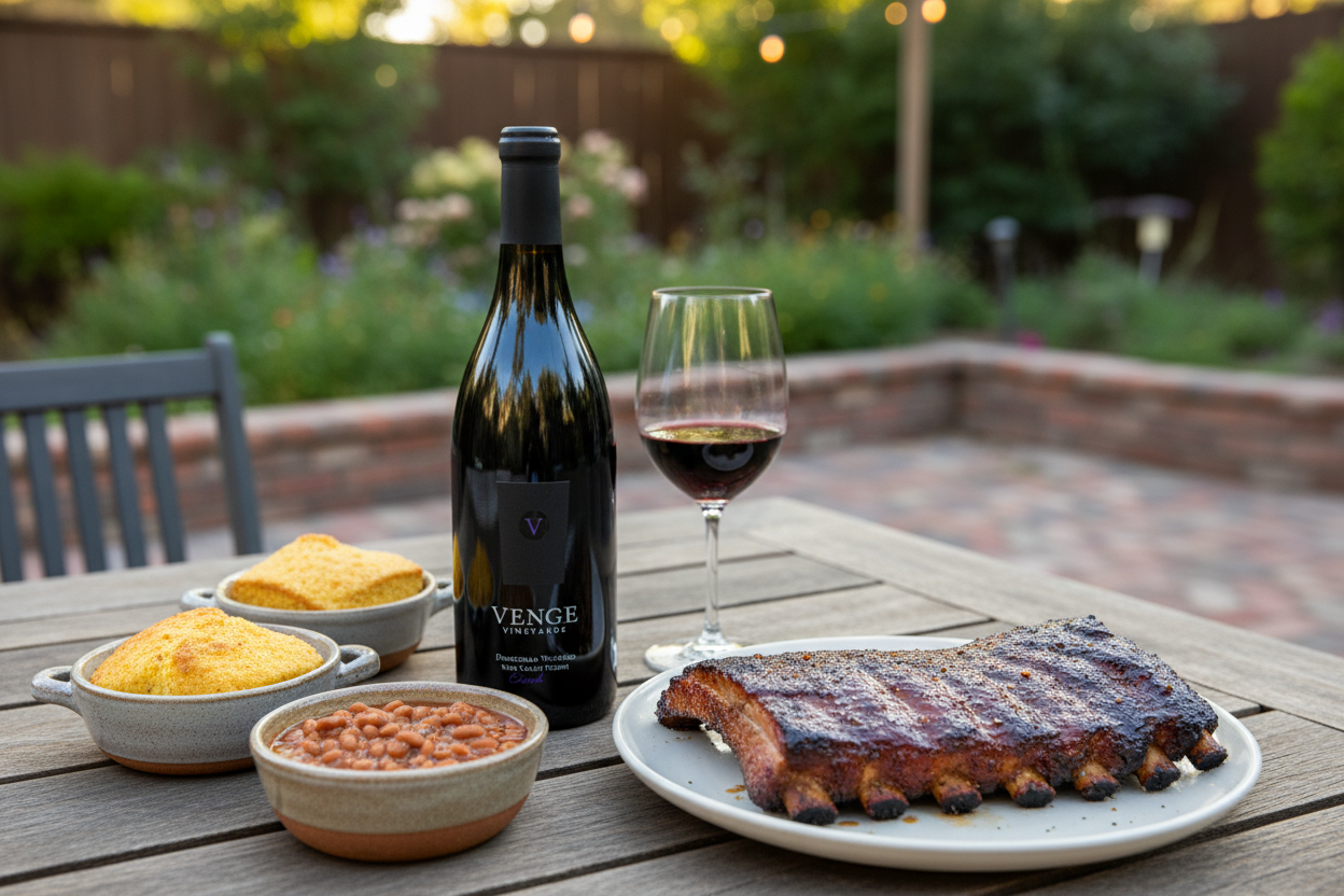 Venge Stagecoach Syrah con Costillas BBQ