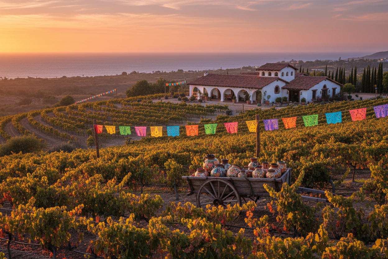 Vieñedo mexicano en rosarito baja california (que se note alguna referencia mexicana)