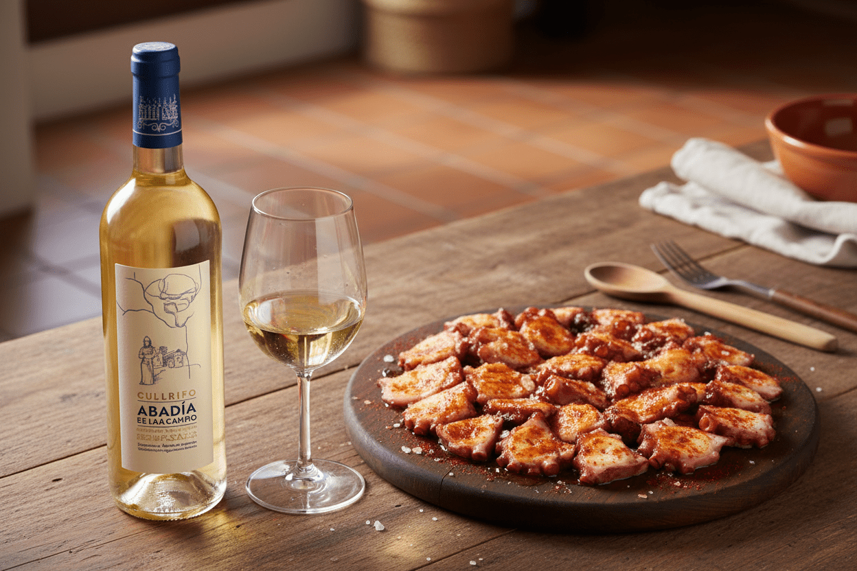 Vino Blanco Abadía de San Campio Albarño 750ml D.O. Rías Baixas - Vino de España - La Cava