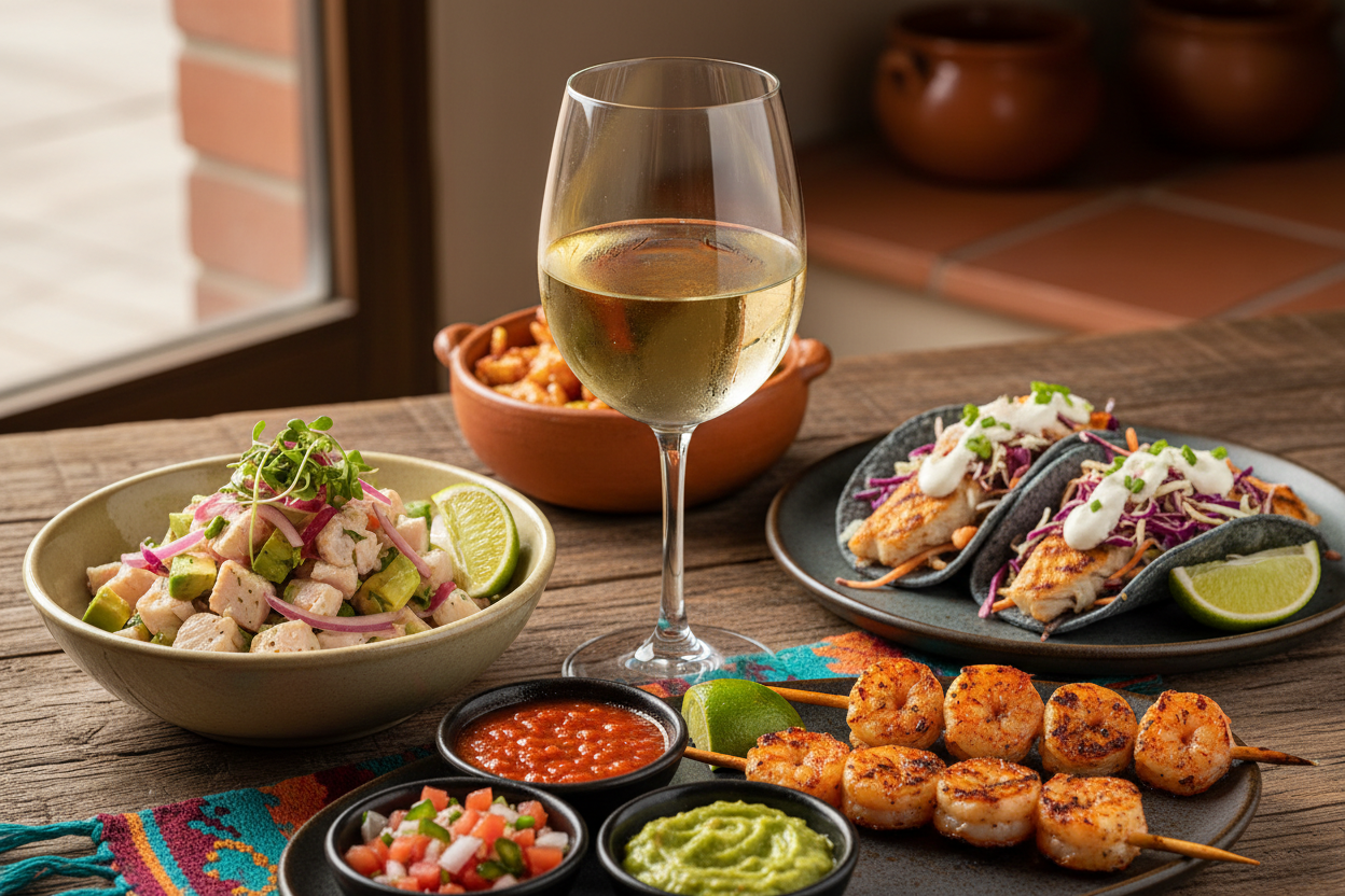Vino Blanco con comida Mexicana