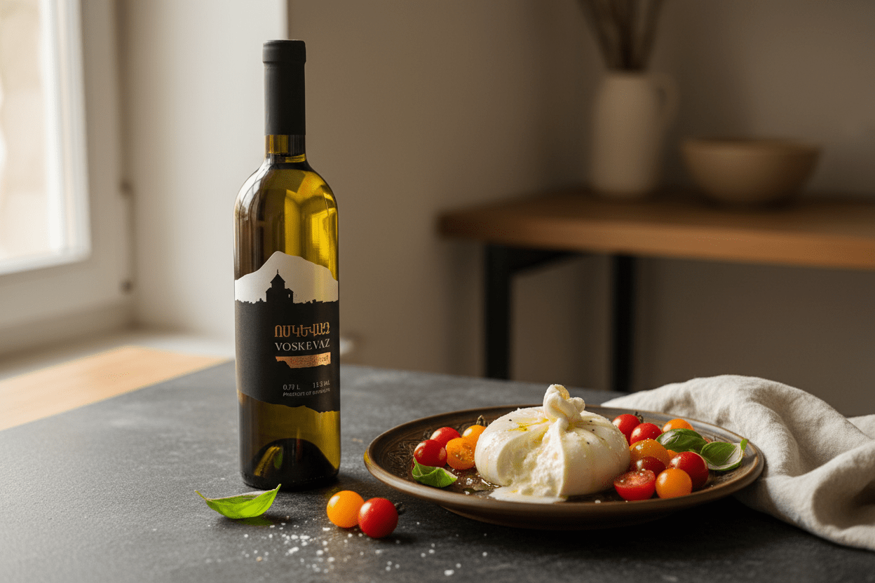 Vino Blanco de Armenia Voskevaz White Semi-Sweet - Vino de Armenia - La Cava