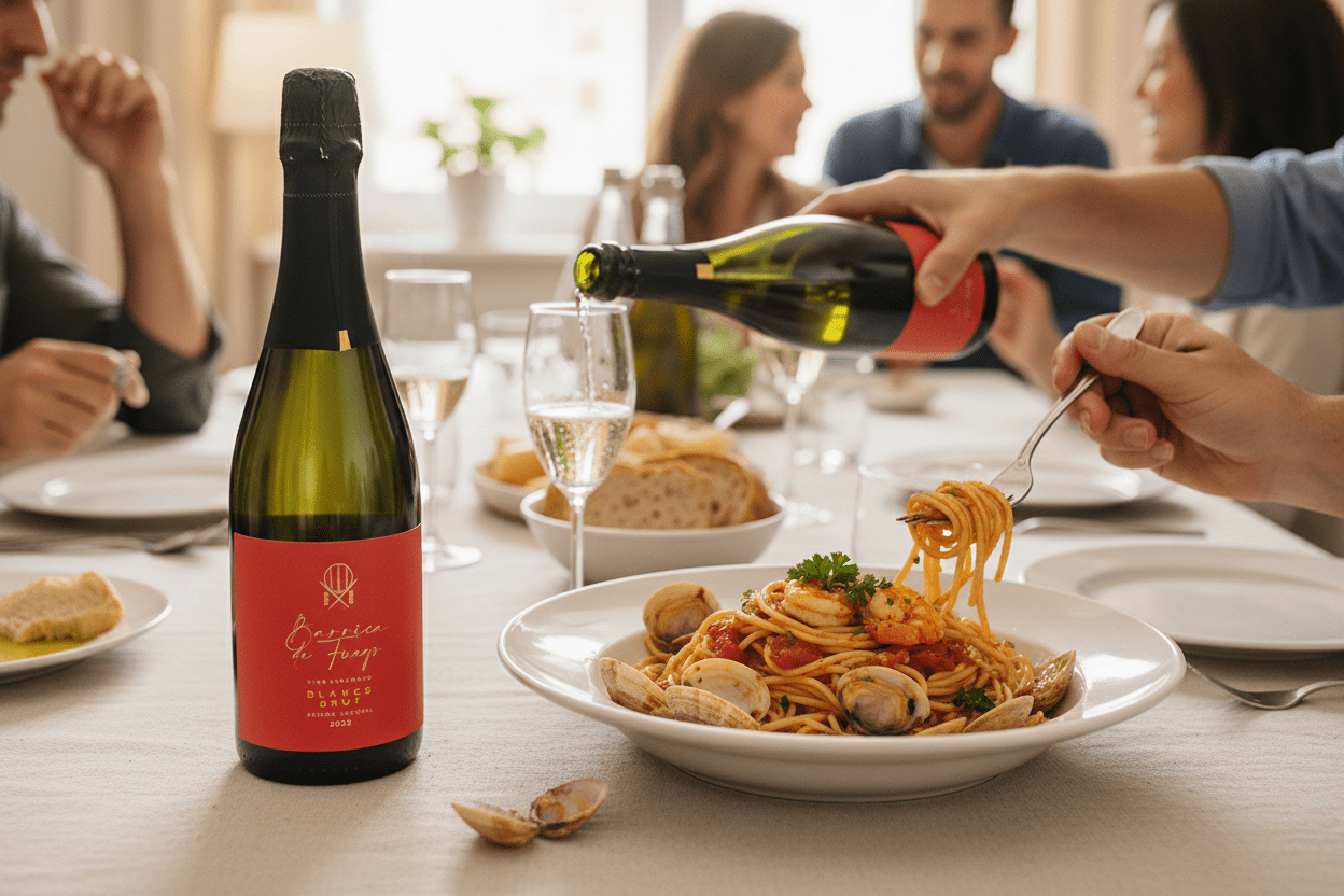 Vino Blanco Espumoso Barrica de Fuego Blancs Brut - Vino Mexicano - La Cava