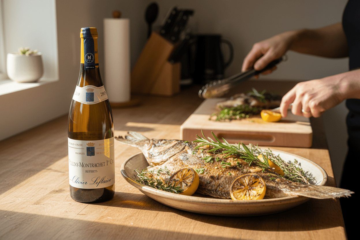 Maridaje pescado con Vino Blanco Olivier Leflaive Puligny-Montrachet 1er Cru Puce