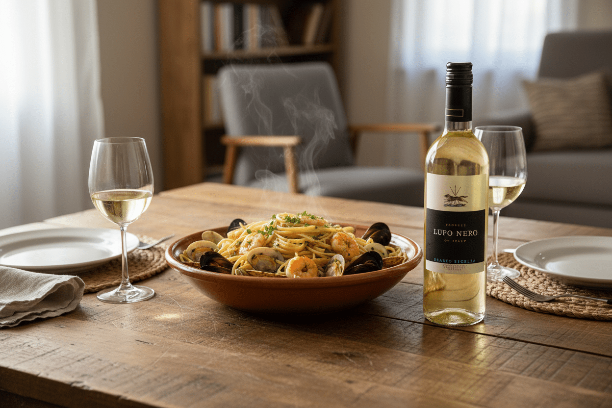 Vino Blanco Rocca Lupo Nero Blanco, Sicilia - Vino de Italia - La Cava