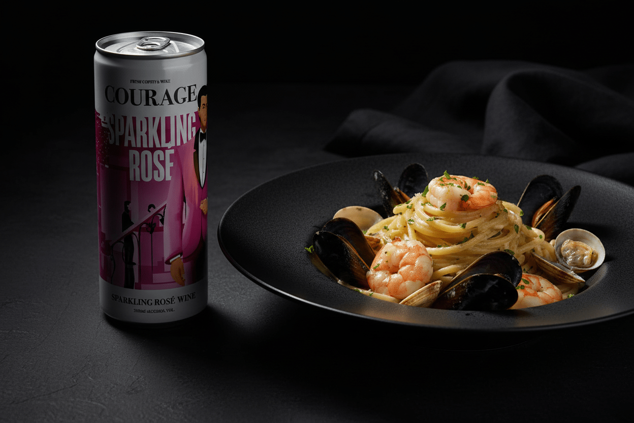 Vino Rosado Espumoso Lata Courage 250ml - La Cava